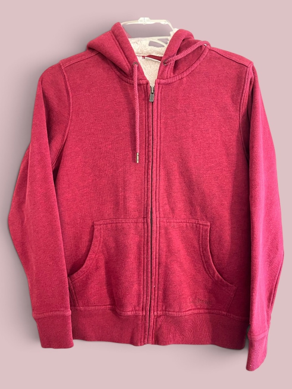 L.L. Bean Women's 1912 Sherpa-Lined Full-Zip Hoodie Cranberry Size XSP